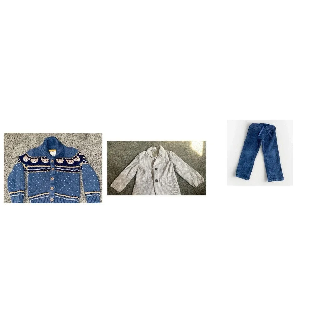 Lot 3 Boys Rorie Whelan Bear Cardigan 3T Gymboree Blazer 2T-3T babyGap Cords EUC
